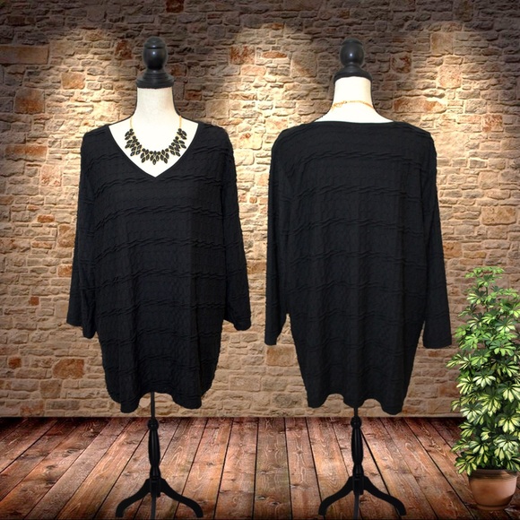croft & barrow Tops - Croft & Barrow Black Ribbed Top Size 2X